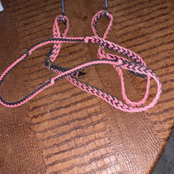 High Port Bit With Black & Pink Roping Reins - Picture 3 of 5